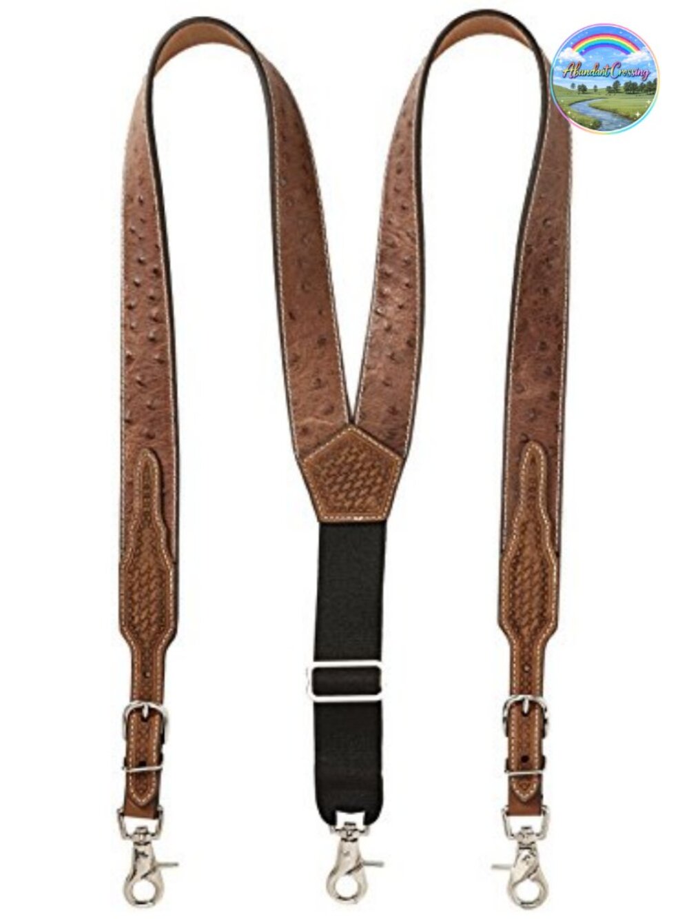 Genuine Leather Stretchable Elastic Buckle Adjustable Clip Suspenders